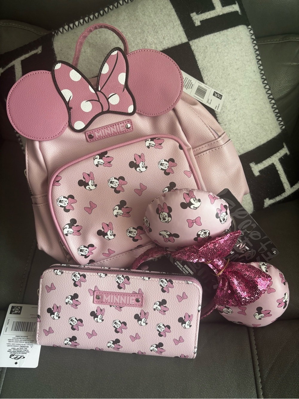 Minnie mouse Backpack & Wallet Set and ears Pink